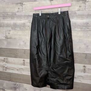 Vintage Leather Midi Skirt